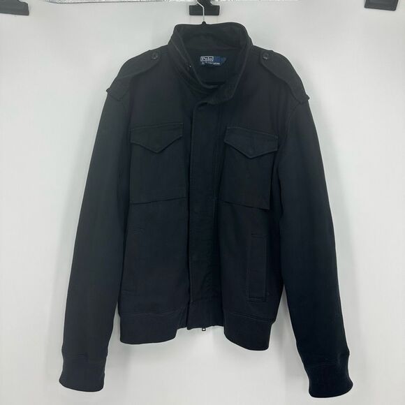Polo Ralph Lauren Mens XL Utility Jacket Black Lined Pockets Chore